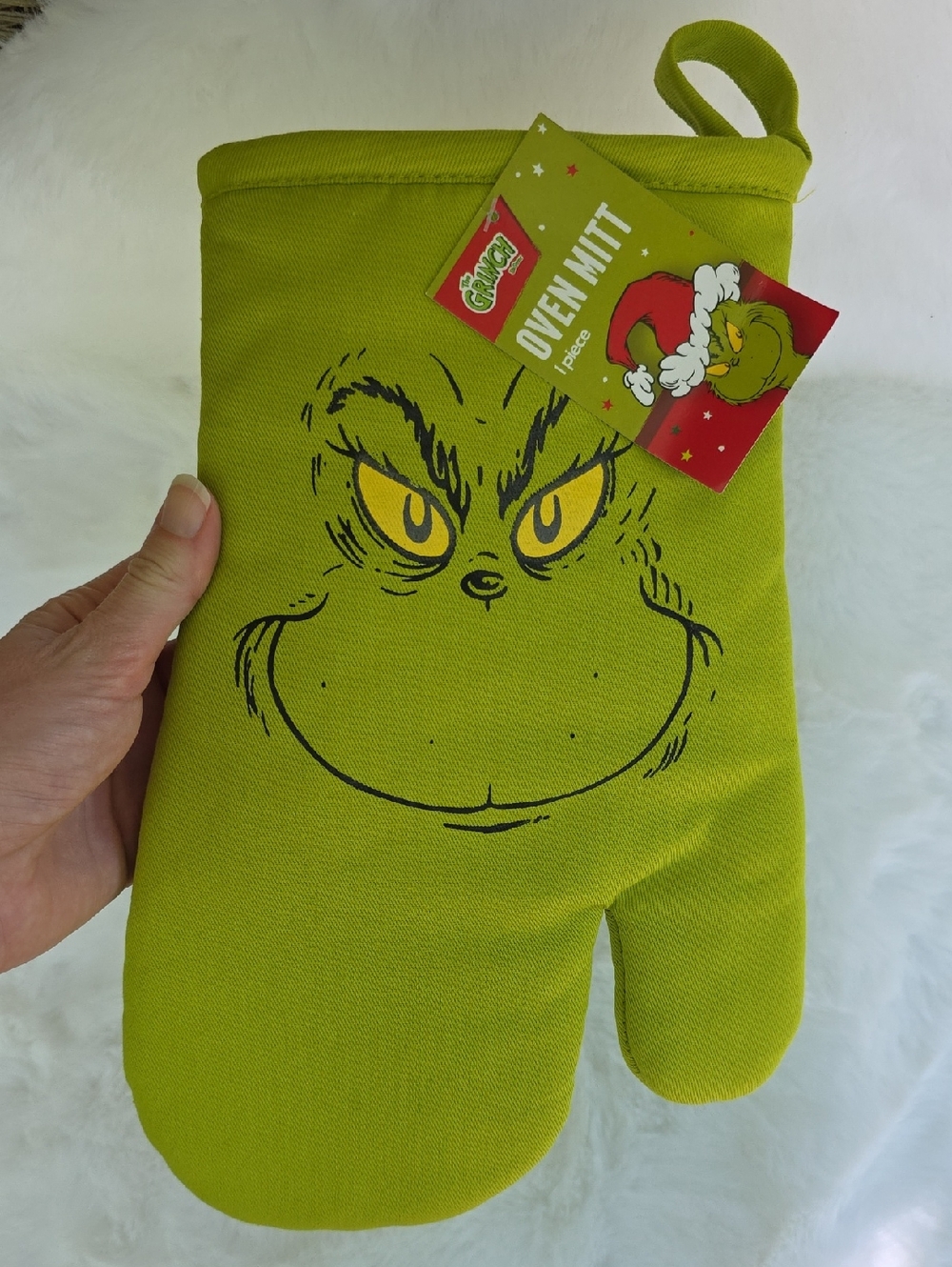 NWT Dr. Seuss The Grinch Green Oven Mitt Christmas 100% Cotton